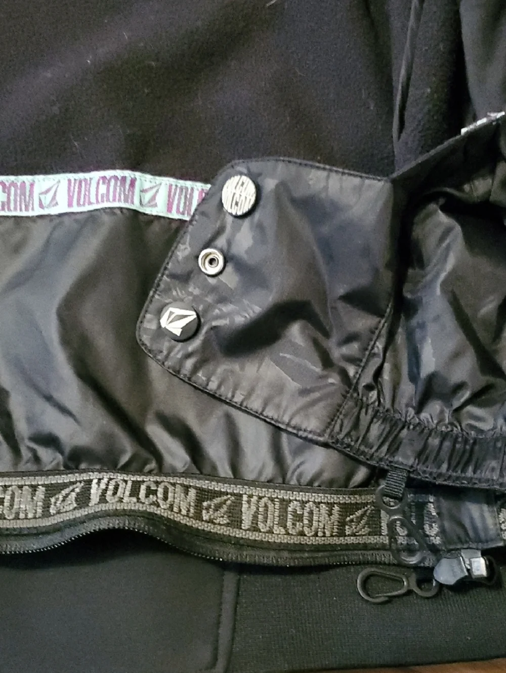 Volcom Nimbus Black Hooded Zip Jacket with Stud Detailing